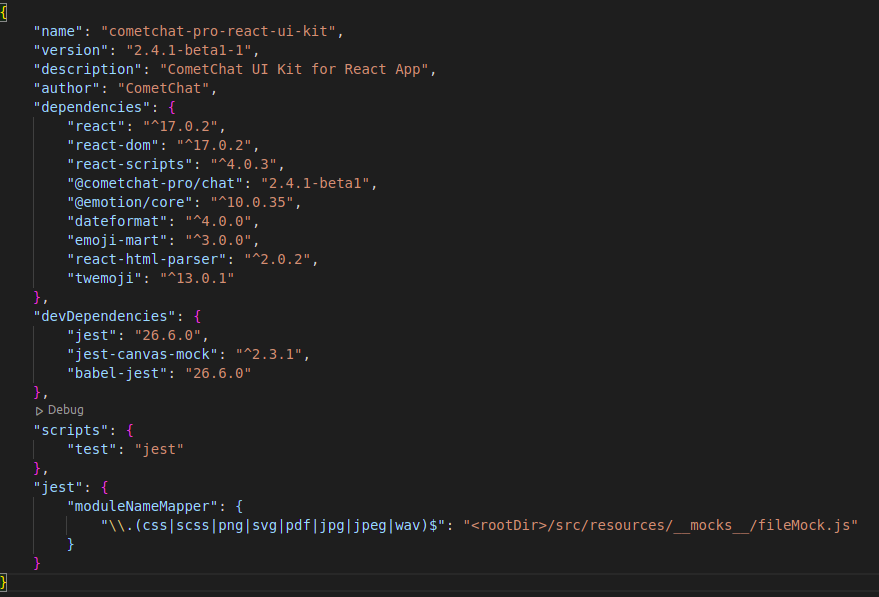 Package.json of React UI Kit